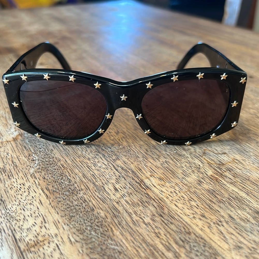 CHANEL Black Sunglasses with Gold Accents